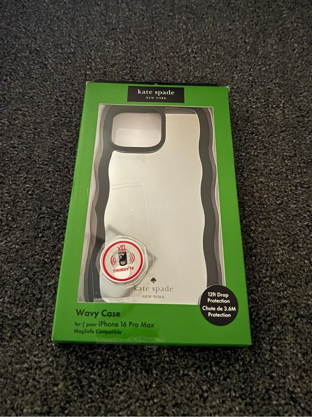NEW- Kate Spade iPhone 16 Pro Max Wavy Mirror MagSafe Case Black